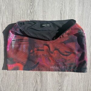 White Fox Red and Black mini skirt